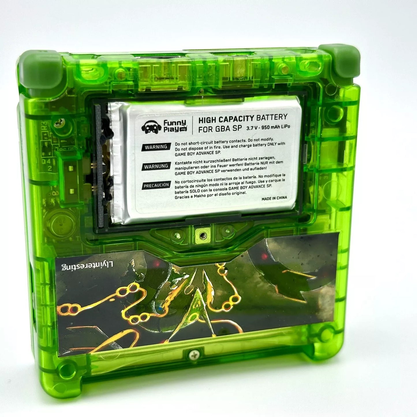 Game Boy Advance SP Custom IPS Backlit Screen UV Printed Shell Rayquaza Pokemon